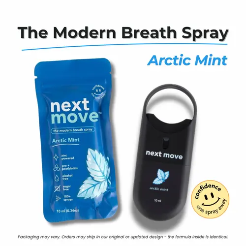 Next Move Arctic Mint Breath Spray 10mL | Zinc-Powered Oral Spray for Fresh Breath | Alcohol-Free | Sugar-Free | Keychain Travel Size