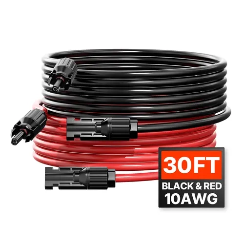 VEVOR PV Solar Panel Extension Cord Set, 10AWG 6mm² Tinned Copper Solar Extension Cable (2 Pcs: 30FT Black + 30FT Red), IP67 Rated, Easy Plug & Play MC4 Male/Female Connectors, Outdoor Safe for DIY Users, Efficient Power Transmission