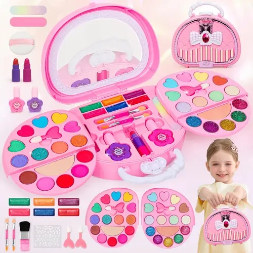 deAO Kids Makeup Kit for Girl, Real Washable Makeup for Kid with Mirror, Kids Makeup Sets for Girls 5-8, Princess Toys Cosmetic Set, Christmas & Birthday Gifts Toys for 3 4 5 6 7 8 Year Old Girls #sohochic