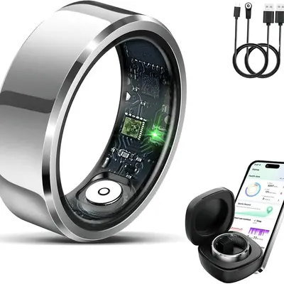 summerwins Universal Smart Ring - Wearable Devices, Durable Fitness & Health Tracker with SpO2, HRV, Sleep Monitor, Heart Rate Tracking, 5ATM Waterproof, 7+ Days Battery, No Subscription Fee, for Men & Women