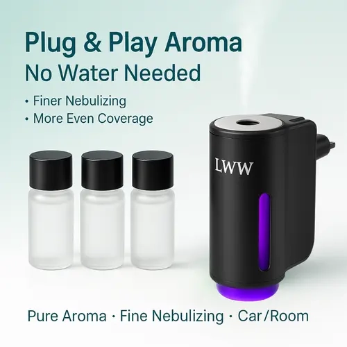 LWW Dual Car Aromatherapy Machine Set, 3 Premium French Essential Oils, Long-Lasting Fragrancing, Auto-Off, Waterless Plug-and-Play, Home & Auto Accessories, Car Interior Decoration