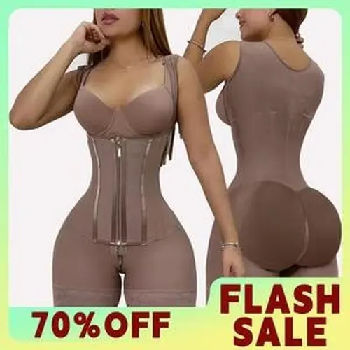 LUXSEREN Women's High Waisted 2-in-1 Solid Color Zipper Corset Bodysuit - Nylon Blend Seamless Lumbary Abdominal Faja, Tummy-Control, Waist-Snatching, Butt-Lifting Slimming Minimizer Shapewear for Daily,Wedding Wear, Women's Underwear