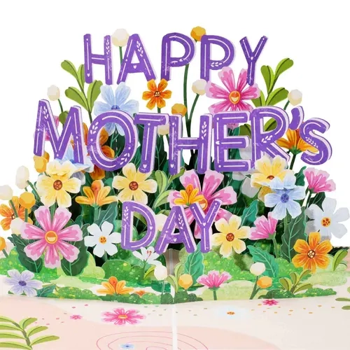 Paper Love Happy Mother’s Day Pop Up Card – 3D Floral Greeting Card, Handcrafted Laser Cut, Frndly Eco-Friendly Card for Mom, Wife, Grandma, Elegant Keepsake Gift, 8"x6"
