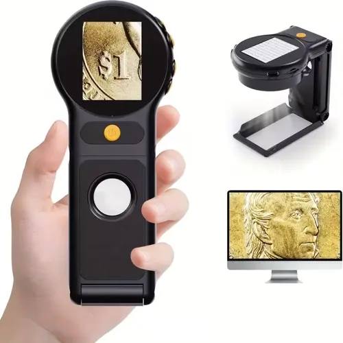 [2027 Upgrade] Mini Foldable Handheld Microscope ,Coin Magnifying Glass with 2" Screen - 500x Magnification USB Magnifier for Adults & Kids, 2MP Auto-Focus, Educational supplies Perfect Christmas & New Year Gift Idea