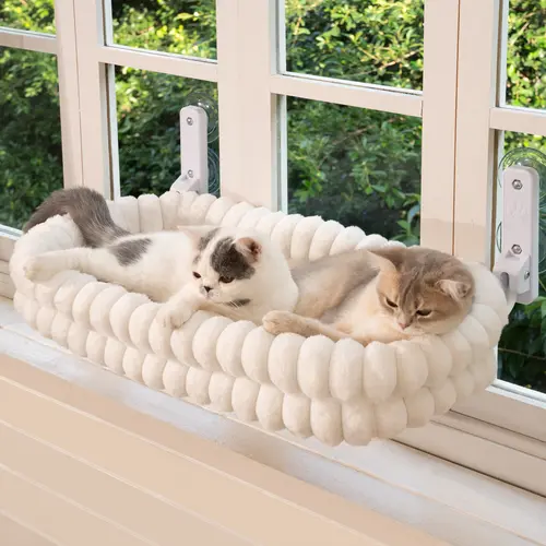 Folding Cat Hammock for Window - Cordless, Machine Washable Bed, Robust Metal Frame, Strong Suction Cups，Cat Window Perch for Cats and Small Dogs  #DealsForYouDays