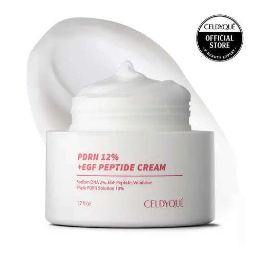 [CELDYQUE] 50g Korean Smooth Moisturizer - PDRN 120000ppm, EGF Peptide, Volufiline, Hyaluronic Acid, Vegan, Fragrance-Free, Quick-Absorbing, Layerable Cream for Acne-Prone Adults, Skin Repair, Moisturizes Rejuvenates, Aging Youthfully, Post-Treat Recovery