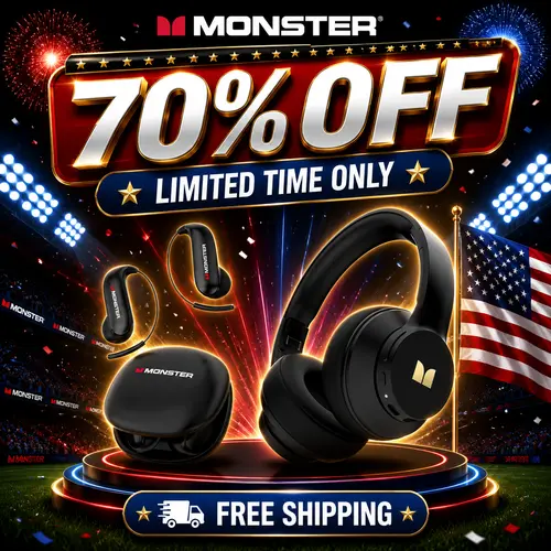 Monster Bluetooth Headphones Set – Includes Over-Ear Wireless Headphones and Ear Buds Ear-Hook Earphones, Deep Bass, Clear Sound, Noise Cancelling Mic, Noise Isolation, Waterproof, 165H Playtime, Ideal for Travel, Work -TikTokShopBackToSchool