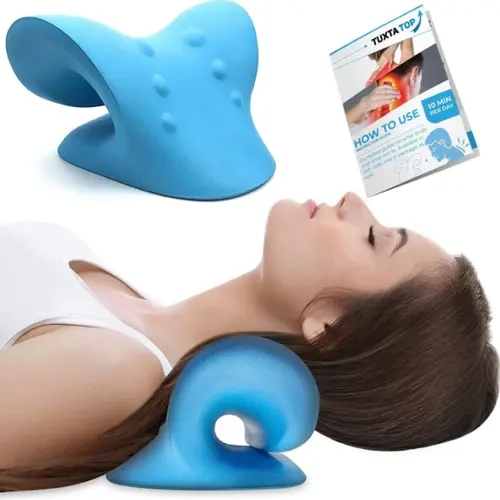 Portable Acupressure Neck Correction Pillow for Adults - Ergonomic Gravity Traction Neck Rest Cushion, Travel & Camping Sleeping Gear, Pain Relief, Posture Fix, Sleep Support