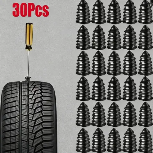 31-Piece Emergency Tire Repair Kit - 31-Piece Complete Set with Puncture Repair Tool, Rubber Nail Kit, Glue, Portable Compact Pack for Motorcycle & Electric Vehicle Vacuum Tires