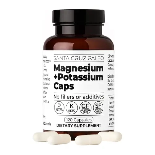 Santa Cruz Paleo Magnesium + Potassium Caps - 60 Servings, 120 Capsules - Supports Brain, Muscle, Bone, Mood, and Energy Health - Supplement for Men and Women with Magnesium Glycinate, Potassium Citrate - Paleo, Keto, Sugar & Gluten Free