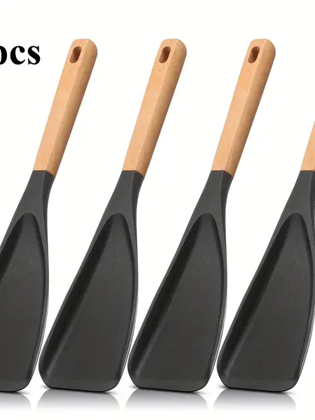 4-Piece Heat-Resistant Nonstick Grill Spatula Set - Utensil for Flipping Pancakes,Eggs,Fish - 446°F/230°C Tolerance,Wide Mouth Design,Easy-to-Clean - Nonstick Cooking Turners,Kitchen Accessories,Mother’s Day Gift,Compatible with Pans&Grills,campingessenti
