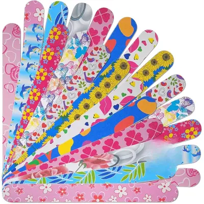 Nail Files (24 Pack), Colorful Emery Board Nail File for Natural Nails Double Sided 180 Grit Professional Fingernails Emory Boards Buffer Manicure Tool Nail Shaping Buffing Smoothing Filers Flowery