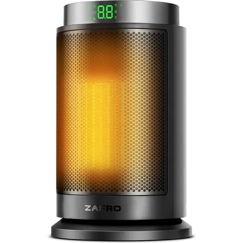 ZAFRO Portable Electric Space Heater - 1500W PTC Ceramic Fast Heating, Adjustable Temperature, 5 Modes, 8 Safety Features, 24H Timer, Thermostat, Wide-Angle Coverage, Silent Operation, Child Lock, Cooling Function for Home, Office Work, Study, Indoor, Dor