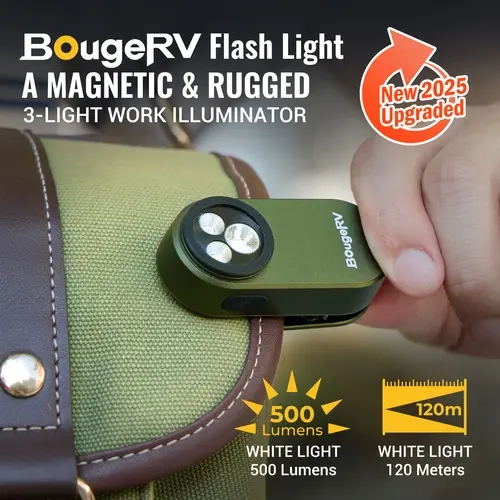 BougeRV Pocket Flashlight - 500Lumens High Lumen USB-C Rechargeable 600mAh Mini Clip Light with Magnetic Keychain for Outdoor Activities, Daily Use, Work (for Adults)