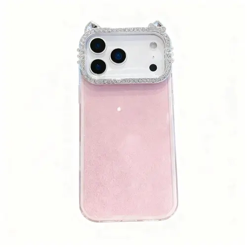 Solid Color Glitter Rhinestone Flexible TPU Phone Case for iPhone 14, 14 Pro Max, 15, 17, 18 Pro Max - Glitter Finish Protective Mobile Phone Accessory for Back to School Use, Accessories