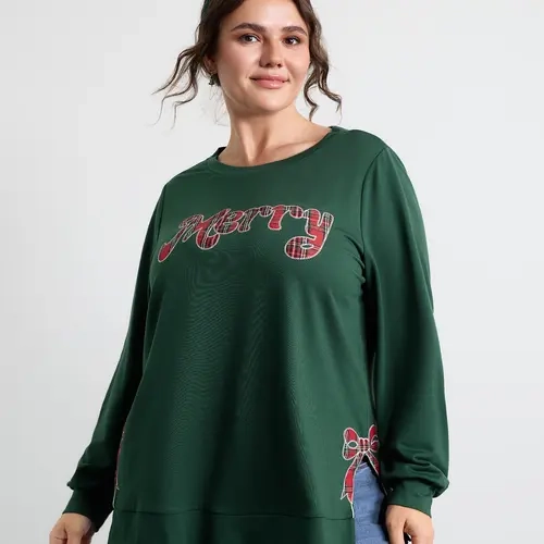 BloomChic Merry Applique Embroidery Sweatshirt 【M-6XL】