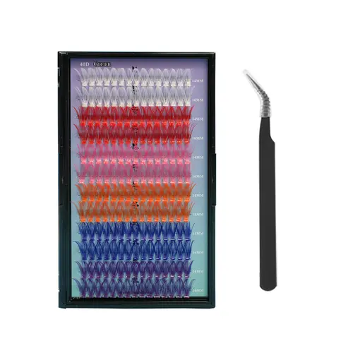 Cofier Gentle Iridescent Lash Cluster Kit, 180 Pcs 14-16mm Reusable Self-Adhesive Colorful Eyelash Extensions, No Glue Needed, Blends with Natural Lashes, DIY Doll Eye Effect Daily Elegance Makeup Cosmetic
