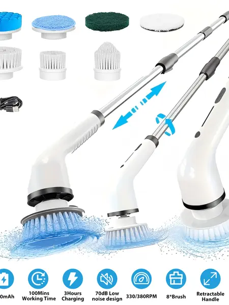 2026 New Model Cordless Handheld Electric Spin Scrubber - IPX7 Rated, Multifunction, Adjustable Speed, Extendable Handle, Long-Lasting Battery, Multi-Surface Brush Kit for Bathroom, Kitchen, Cleaning, summerwins，dealsforyoudays，TikTokShopDealsforYouDays,,