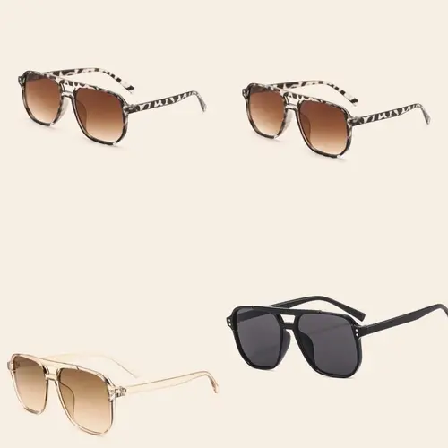 Women's 4-Pack Fashionable 2000s Style Aviation-Themed Sunglasses - Unisex Style, Lightweight Plastic Frames, Durable, Light Screen Protection, Shareable Look, Ideal for Outdoor Use, Sunglasses for Women