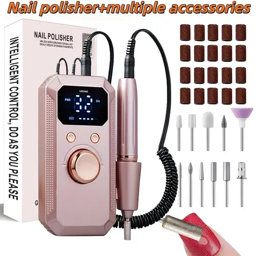 Electric Nail Drill Set for Gel Nails, Manicure, Nail Care, LED Display Nail Polisher with Adjustable Speed 32 Speed Settings, Efficient Power, Long-Lasting and Compact Design, Salon Equipment, Nail Grinding Tool for Girls and Women
