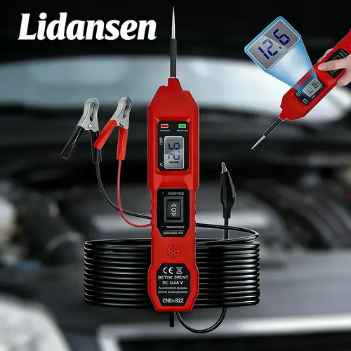 Power Circuit Probe Tester 3.5V-36V DC Automotive Car Electric Fuse Voltage Tester with LED Test Light HD LCD Readout Overload Protection Short Circuit Finder 14.7FT Cable