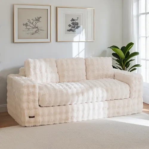 DealsforYouDays MAXYOYO 3 Seater Sofa for Living Room, Tufted Boneless Couch Bubbled Sofa Couch, Comfy Bean Bag Chair for Bedroom Apartment, No Assembly Needed