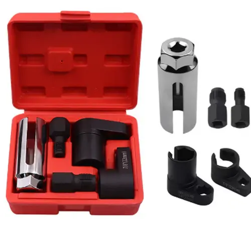 5 PCS Compact Automotive Oxygen Sensor Removal Toolset - Offset Wrench Remover, 29mm Oxygen Sensor Socket, 2 Thread Chasers, Vacuum Switch Socket, Slotted Grip Disassembly Tools for Field Mechanics (Precision Time-Saving Repair)