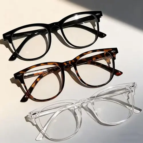 Women's 3-Piece Retro Lightweight Full-Rim Non-Prescription Eyewear Set - Vintage Tortoiseshell Small Oval Casual Frames & Glasses, Female Eye Fashion Accessories for Women, Ideal for Beach Everyday Wear