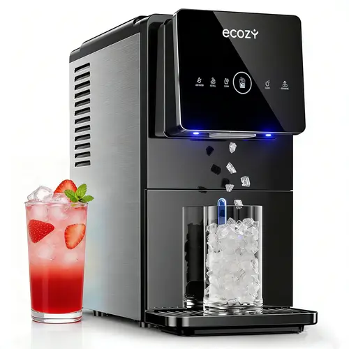 <Ice on Tap for Every Match!>ecozy Nugget Ice Makers Dispenser 40 lbs Per Day Pebble Sonic Ice Machine Countertop, Touch-Free Ice, Self-Cleaning, Mistalo Drop Slim for Home Kitchen Office