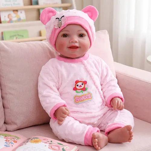#familyfun BABESIDE 17-in Soft Lifelike Reborn Newborn Doll, Fabric Body & Vinyl Limbs, Collectible Unisex Doll with Toy Accessories, 3-4 Years Kid Gift for Mother's Day & Valentine's Day