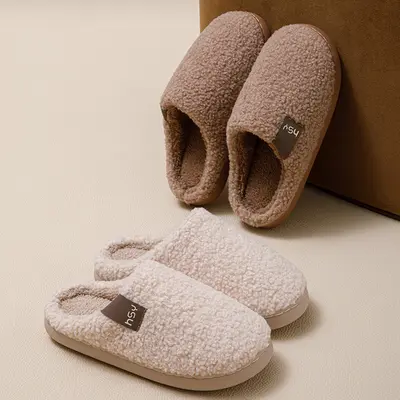 Women's Fuzzy Slip-on Slippers Warm Cozy Soft Lightweight Memory Foam Indoor House Shoes for Comfortable Indoor Use