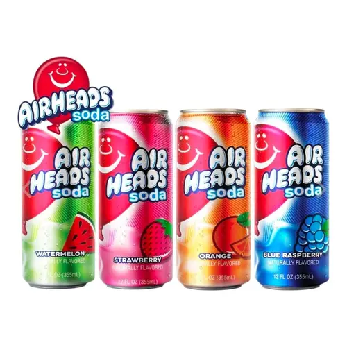 Airheads Candy Fruit Flavored 1 Soda Can 12oz 4 flavors