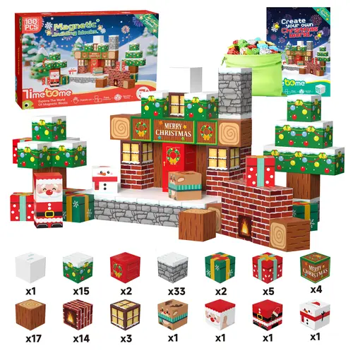 Timextome Magnetic Interlocking Building Block Sets - 100/150/200 Pcs 2cm Cubes, 19 Designs, DIY Engineering Model, STEM Learning Toys for Screen-Free Toddler 4-8, Open-Ended Play Gift Ideas