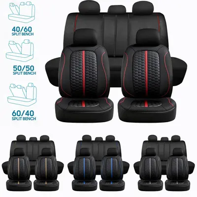 Breathable Premium Car Seat Covers Full Set,3D Air-Mesh Seat Covers for Cars，Comfortable Safety Airbag Compatible，Universal for Most Cars Sedan Truck SUV(Black/Red)