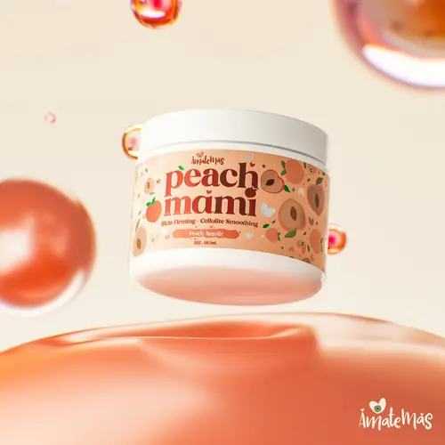 AMATEMAS Peach Mami Skin Firming Body Cream - Vegan Floral Body Care, Hydrating Moisturizer with Caffeine, Hyaluronic Acid, Jasmine, Coconut, Deep Moisture for All Skin Types, Smooth Glow