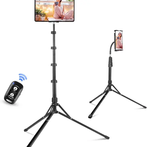UBeesize 67" Tall Heavy Duty Phone Stand for Recording, Tablet Stand Holder with Adjustable Gooseneck, Overhead Selfie Tripod for iPhone/iPad/Android for iPhone/iPad/Android for Recording/Live Streaming/Watching/Cooking（TikTokShopfalldealsforyou）