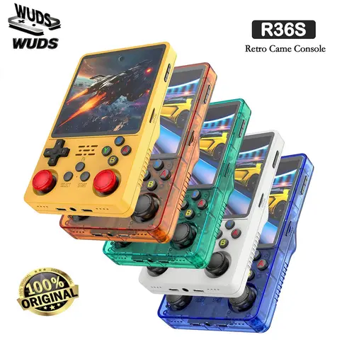 WUDS R36S Handheld Game Console - 3.5 in IPS Screen, Batteries Built-in Cells, Cordless, 64GB Expandable Storage (64GB TF Card), ABS Body, Compact Pocket Portable, USB Support, Interactive Gaming Travel Essential