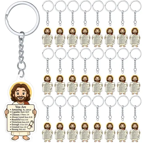 50/100Pcs Little Jesus Keychain Virgen De Guadalupe Keychain for Church Events Sunday School Baptism First Communion Gift  Inspirational  Keychains for Employees Coworkers Church Members Religious Party Favors