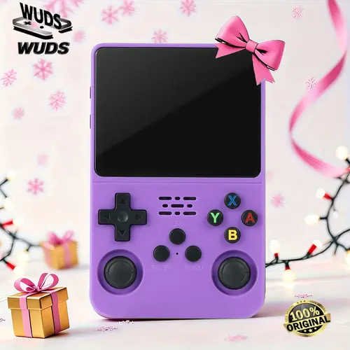 WUDS R36S Cordless Handheld Video Game Console - 3.5-in Screen, 3000mAh Built-in Batteries, 64G TF Card, ABS Construction, Extended Playtime, Mens Gifts for Gamers