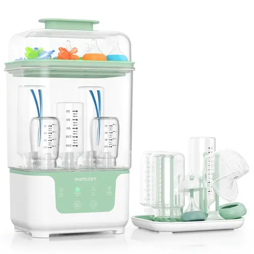 Momcozy Bottle Sterilizer and Dryer, Modular Nesting Space Saving Design, 6 Bottles Capacity, 4 in 1 Compact Sterilizer for Baby Bottles, Breast Pump Parts & Newborn Essentials, Drying Rack Included