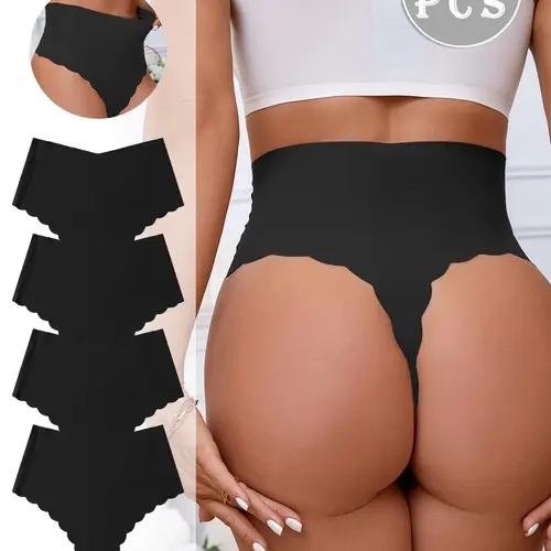 Women's High-Waisted Scallop Design Underwear Set, Seamless Soft, Smooth, Breathable, Comfortable and Fit Panty Briefs, Silky Seamless Panties