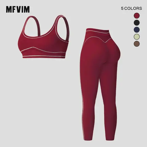 Women's 2-Piece MFVIM Sweatsuits Set - 4-Season Contrast Splice Sports Outwear, High Waist Tummy-Hip Lifting Pants, Running Yoga Sports Bra, Comfortable Gym & Workout Sets for Women Fitness Daily Use
