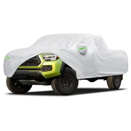 Car Cover Custom Fit for Toyota Tacoma 2005-2025, Migaven Waterproof Full Exterior Cover Sun Rain Protection with Door Zipper Silver