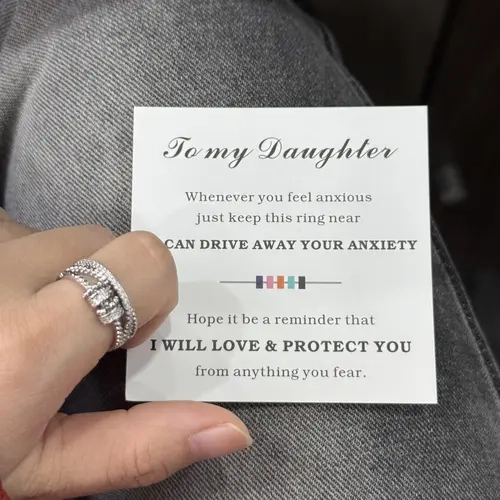 To My Daughter Fidget Ring Anti Anxiety Ring With Beads Spinner For Girls Gift