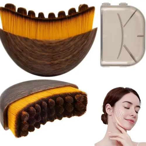 Handcrafted Lymphatic Contour Facial Brush - 30G Unscented Daily At-Home Tool for Normal Skin, Gentle Drainage, Firming/Lifting, Puffy Face Solutions, Facial Slimming & Massage, Serum Application, Ergonomic Compact Travel-Friendly Selfcare Essential