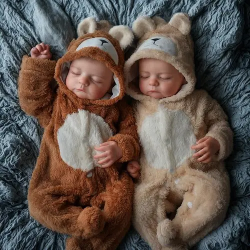 #familyfun BABESIDE 20-Inch Unisex Realistic Reborn Baby Twins Cloth Body Dolls - Cute Newborn Full Gift Set with Baby Doll Accessories & Birth Card for 4-6 Years Kids, Collectible Holiday Toys