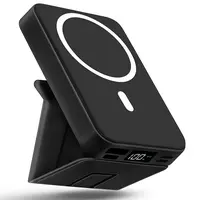 Magnetic Power Bank 10000mAh Wireless Portable Charger with USB-C Cable LED Display Foldable Battery Pack for iPhone17/ 16/15/14/13/12/Pro/Pro Max Series Charging Compact Silicone Black