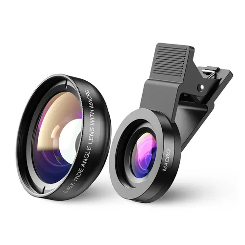 APEXEL 2 In 1 Dual Lenses Smartphone Camera Accessory Kit - Aluminum-Built Phone/Tablet Attachments with 0.45X Wide Angle, 12.5X Zoom Macro, Fisheye Filter for Vlogging Gear