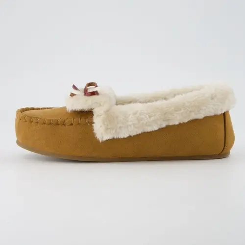 Cushionaire Women's Stella Cozy Moccasin Slippers | Soft Faux Fur Lining, Memory Foam Insoles, Plush Slippers for Women
