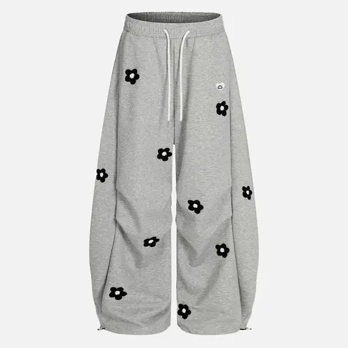 Aelfric Eden Unisex Floral Towel Embroidery Baggy Barrel Sweatpants Elastic Waist Drawstring Casual Pants Y2K  Streetwear Loose Fit Vintage Joggers,summerwins,father'sdaygifts